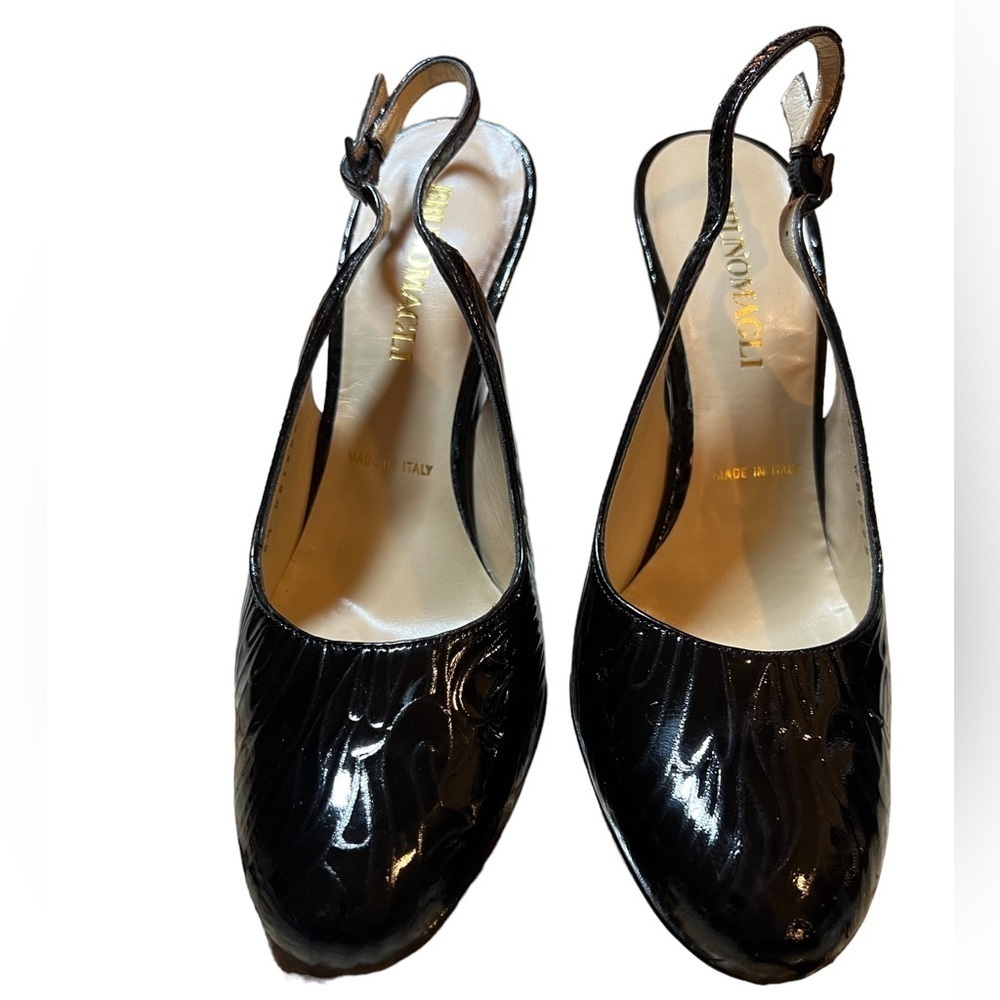 BRUNO MAGLI Vintage Black Patent Leather Slingbacks Size 6.5​​​​​​